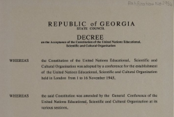 The National Archives of Georgia has Received a Copy of the Ratification Document of UNESCO Constitution