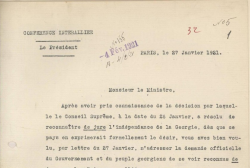 Document Concerning the De jure Recognition of Georgia – document of the Week