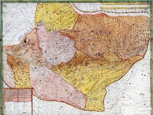 ვახუშტის ატლასი <br>
იმერეთის რუკა <br>
Atlas of Vakhushti <br>
The map of Imereti <br>
„რუკა იმერეთისა, რომელსა ზედა მჩენარებს არგვეთი, რაჭა, ლეჩხუმი, ოკრიბა, ვაკე, საჯავახო, საჩინო და საჩხეიძო. ახლად დახაზული ფელესის მენაკსა ზედა, თვისის მდინარითა, მთითა, ქალაქითა, ეკლესიით, მონასტრით, დაბნებითა და ციხეებითა“.