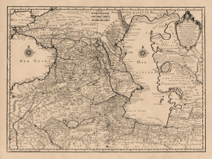  Map of the nearby Countries of the Caspian Sea 1723. Author: Guillaume Delisle