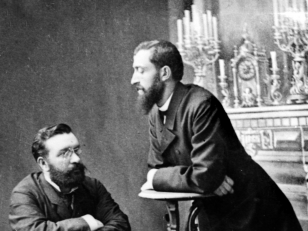 დავით ერისთავი და იონა მეუნარგია <br>
თბილისი. 1880-იანი წლები <br>
ალექსანდრე როინაშვილის ფოტო <br>
Davit Eristavi and Iona Meunargia <br>
Tbilisi. 1880s <br>
Alexander Roinashvili's photo