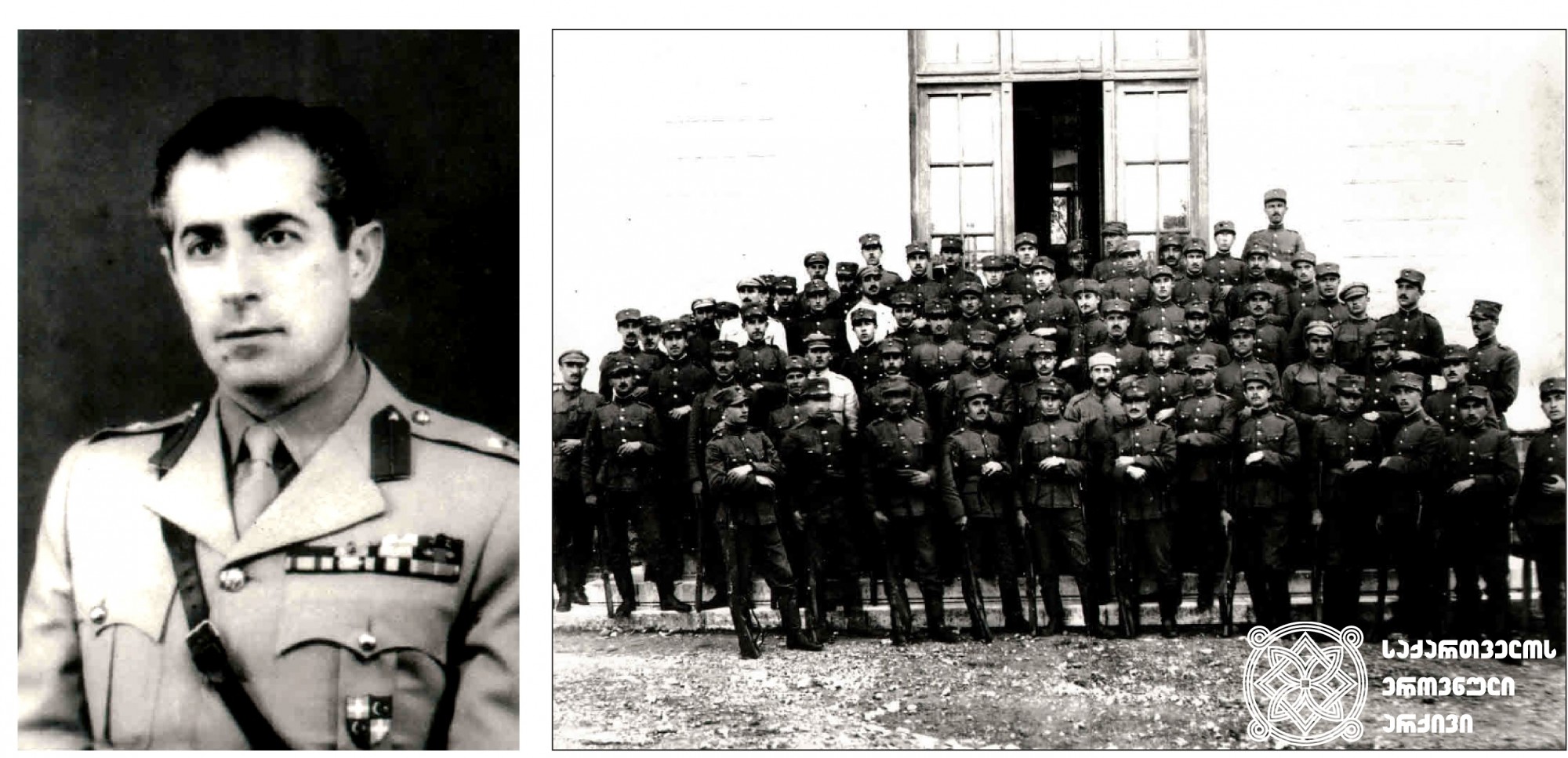 ბერძენი გენერალი მიხეილ კალიღერისი. <br>
ათენი. <br>
Greek General Michael Caligheris. <br>
Athens. <br>

ქართველი იუნკრები საბერძნეთის ოფიცერთა სასწავლებელში. <br>
1921 წლის თებერვალი-ოქტომბერი. <br>
Georgian cadets at the Greek Officers' School. <br>
February-October 1921.