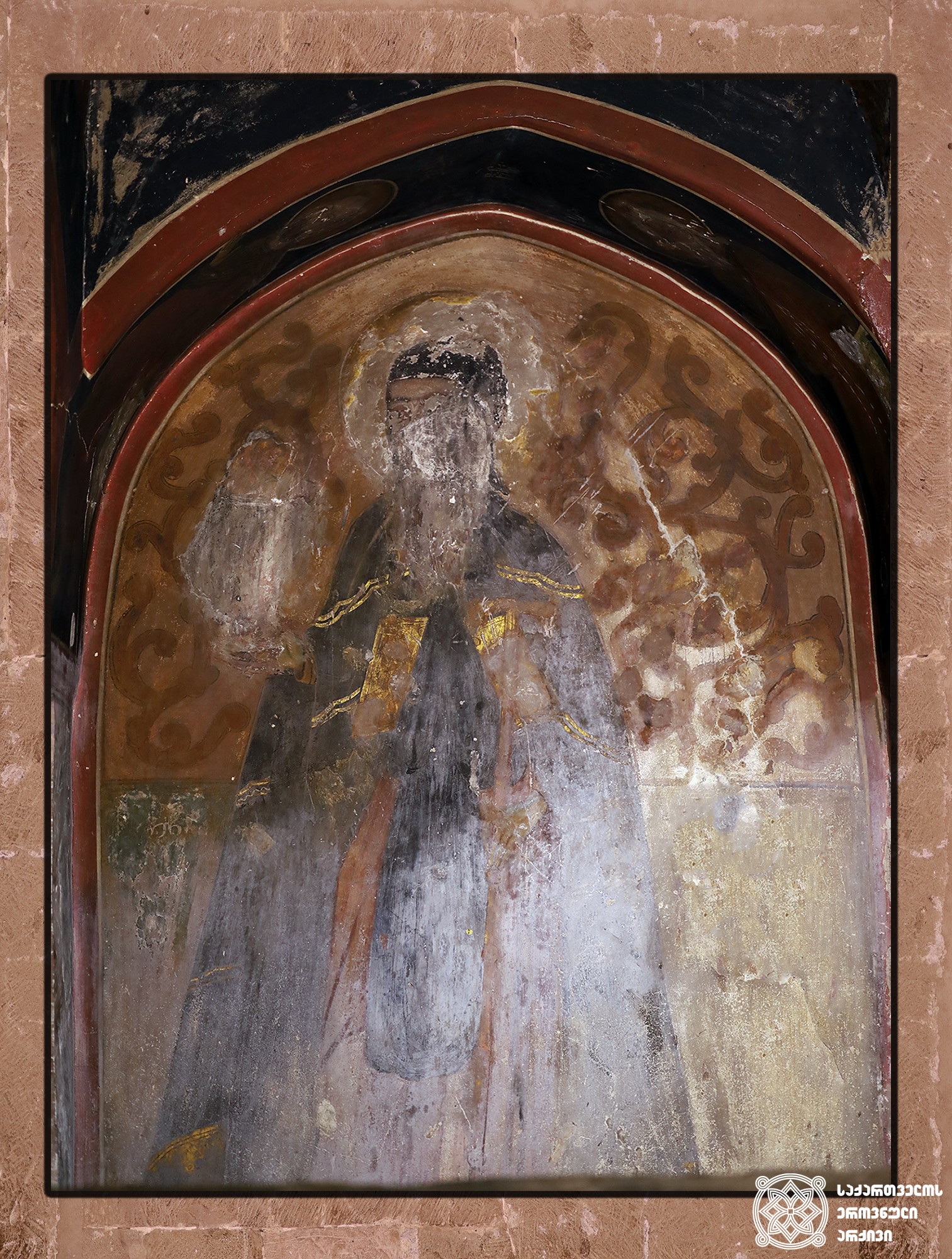იოანე VIII (დიასამიძე) - აღმოსავლეთ საქართველოს კათოლიკოს-პატრიარქი (1505-1509 წლები).<br>
სვეტიცხოვლის ფრესკა, XV საუკუნე. <br>

John VIII (Diasamidze) - Catholicos-Patriarch of Eastern Georgia (1505-1509). <br>
Svetitskhoveli fresco, 15th century.