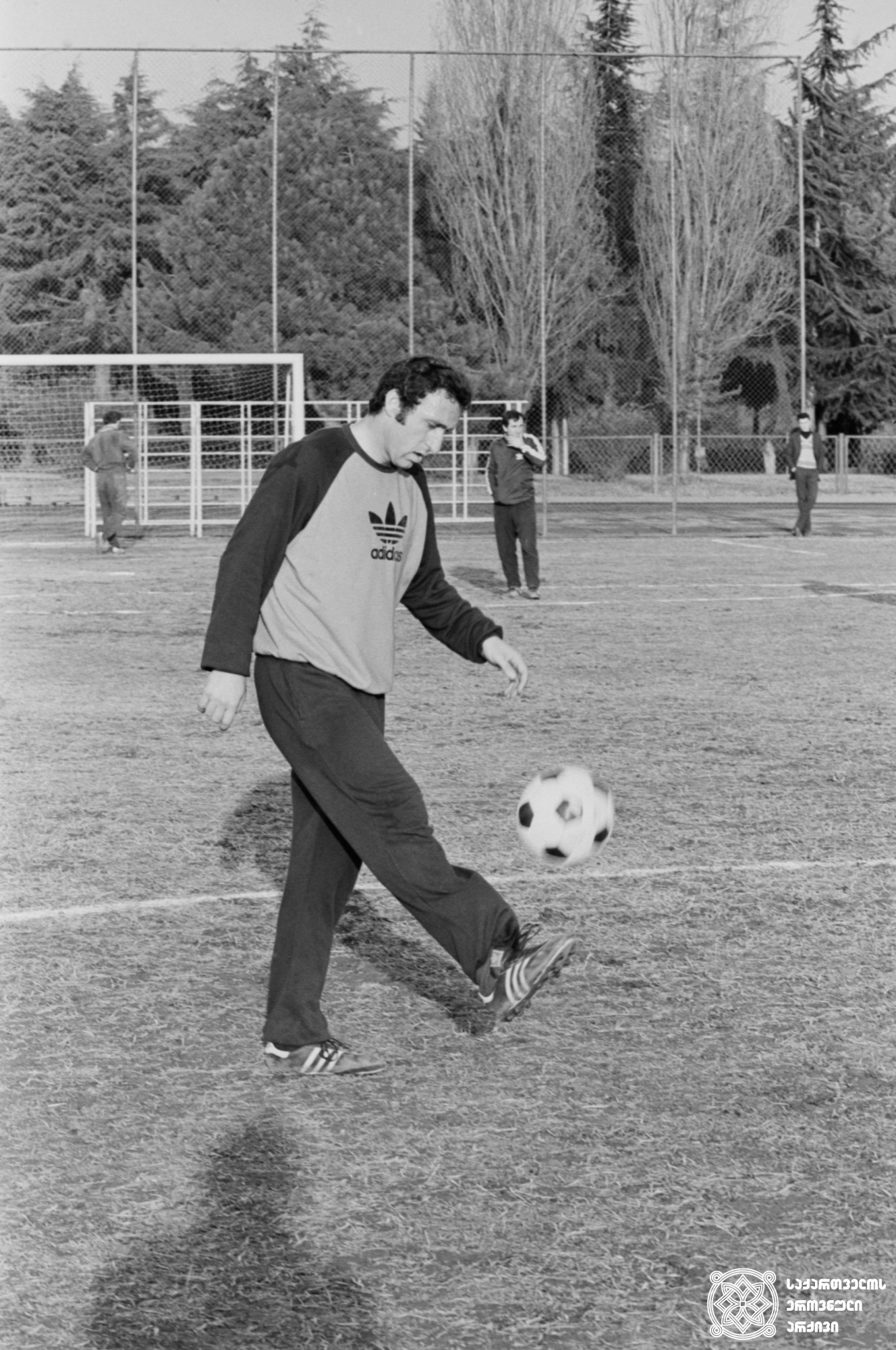 თენგიზ სულაქველიძე. <br>
ირაკლი ჭოხონელიძის ფოტო, 1983 წელი
XXII ოლიმპიური თამაშების მესამე პრიზიორი ფეხბურთში (1980 წელი, მოსკოვი). <br>
Tengiz Sulakvelidze. <br>
Photo by Irakli Chokhonelidze, 1983. <br>
Third-prize winner of the XXII Olympic Games in Football (1980, Moscow).