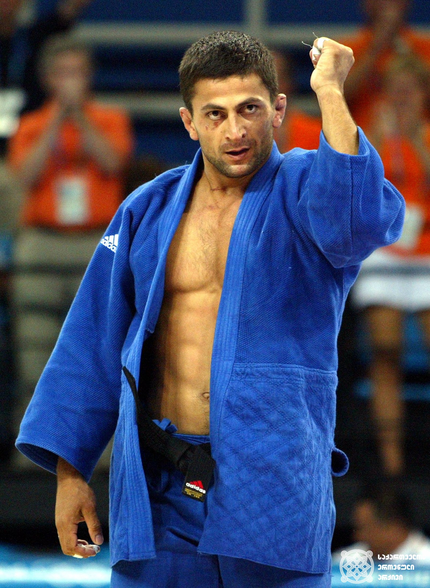 ზურაბ ზვიადაური. <br>
XXVIII ოლიმპიური თამაშების ჩემპიონი ძიუდოში (2004 წელი, ათენი). <br> 
Zurab Zviadauri. <br>
Champion of the XXVIII Olympic Games in Judo (2004, Athens).